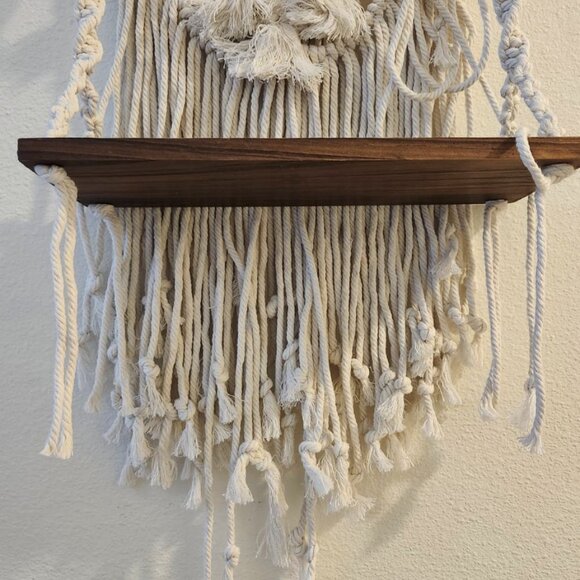 UO Single Tier Macrame Boho Wall Hanging Shelf - Picture 5 of 5